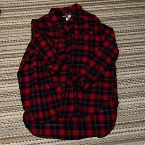 BDG Long Black & Red Oversized Button Down Flannel NEW / NWT SIZE XS